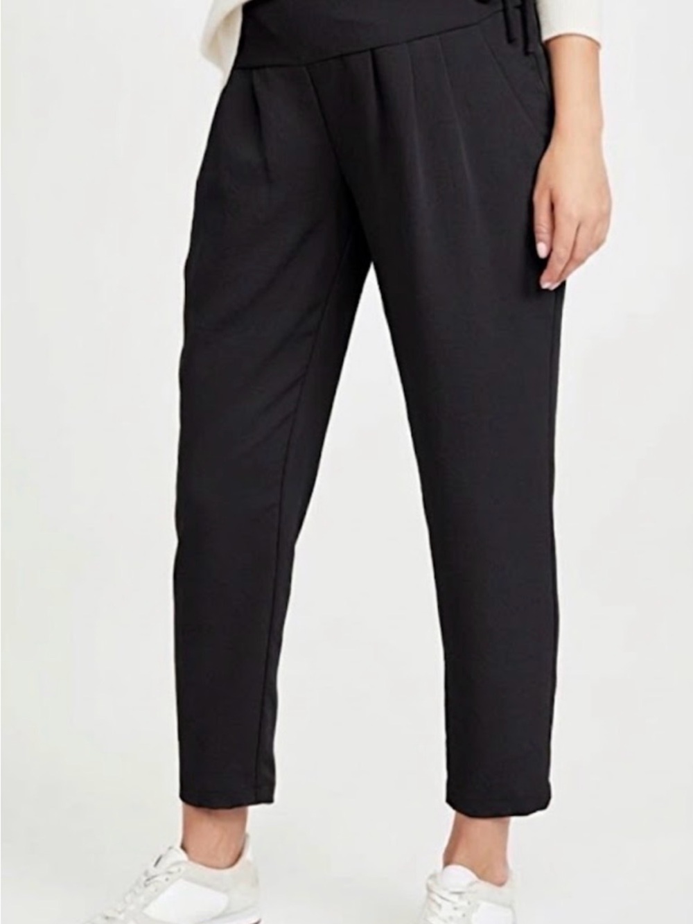 Hatch Maternity The Jensie Pant in Black Pleated Cropped Ankle Length